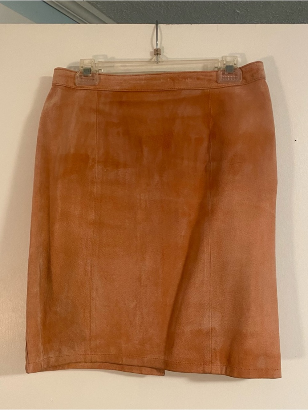 NWT VTG Forenza 100% Leather Pencil Skirt Womens 13/14 Dusty Pink Lined Work NEW
